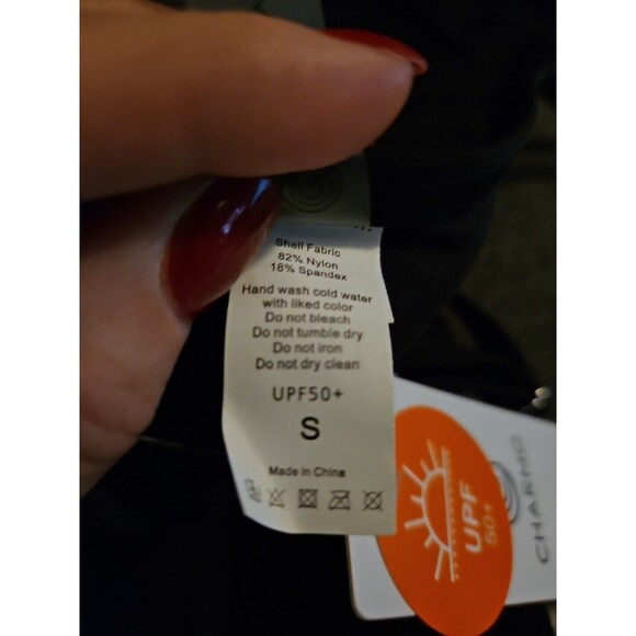 Charmo Black Bikini Top S | UPF 50+ V-Neck Tie-Strap Swim Top NEW - Picture 5 of 5